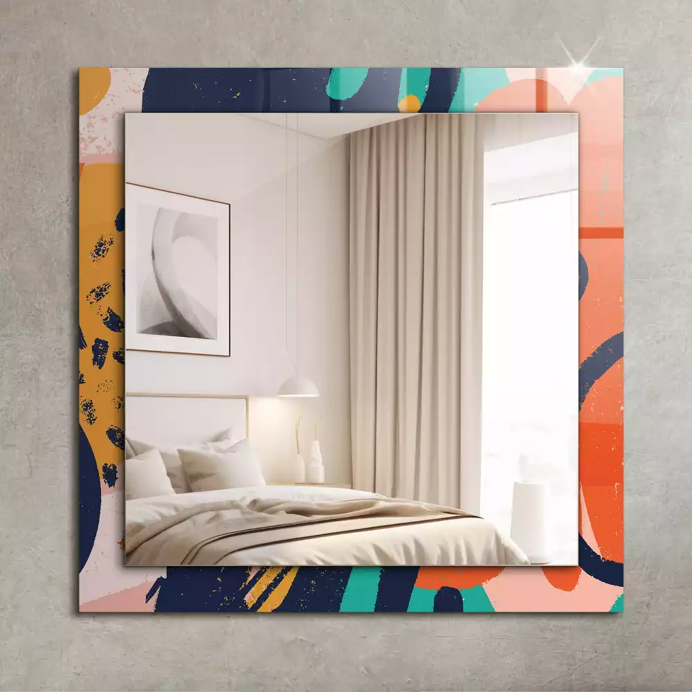 Miroir rectangulaire décoratif imprimé graphisme abstrait coloré