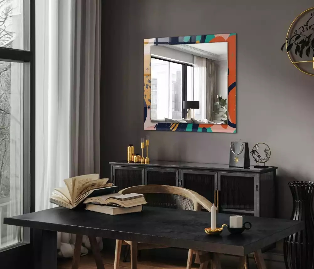 Miroir rectangulaire décoratif imprimé graphisme abstrait coloré