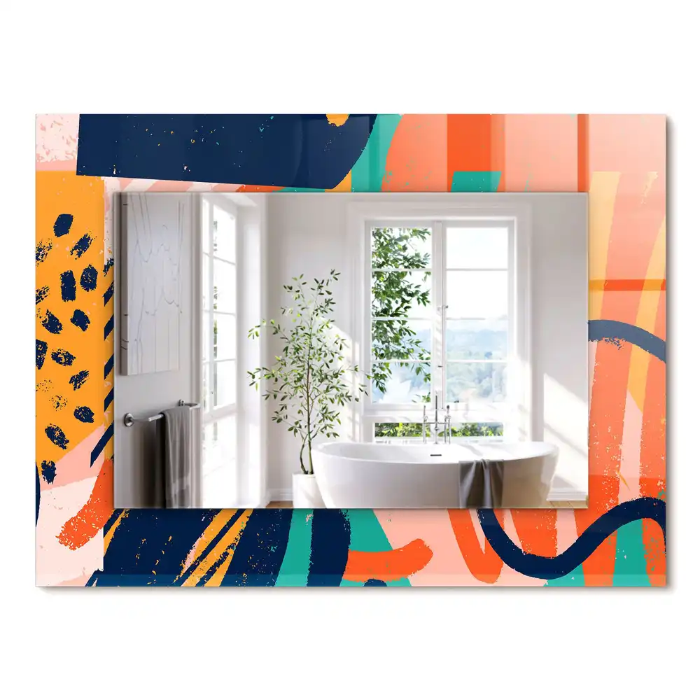Miroir rectangulaire décoratif imprimé graphisme abstrait coloré
