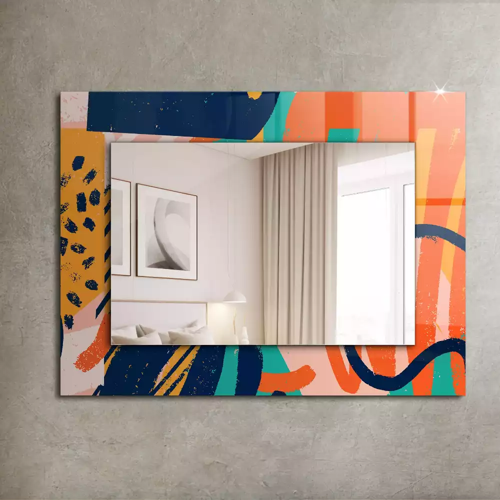 Miroir rectangulaire décoratif imprimé graphisme abstrait coloré