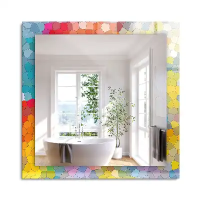 Miroir rectangulaire avec cadre imprimé mosaïque abstraite colorée