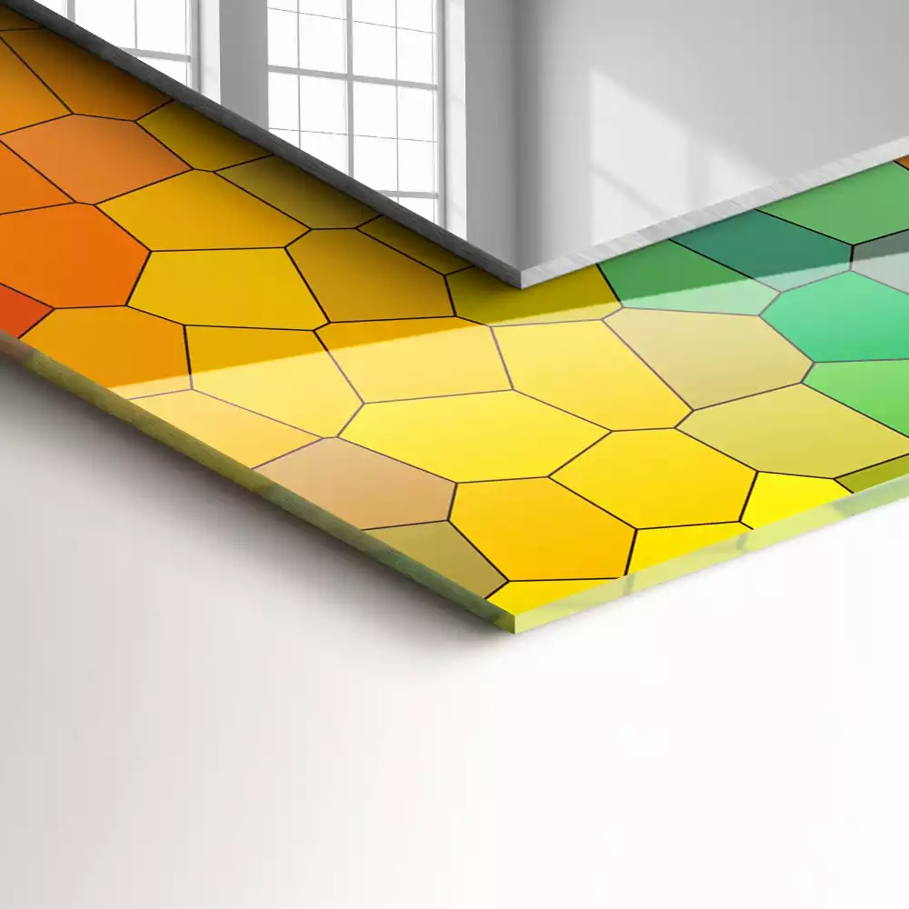 Miroir rectangulaire avec cadre imprimé mosaïque abstraite colorée
