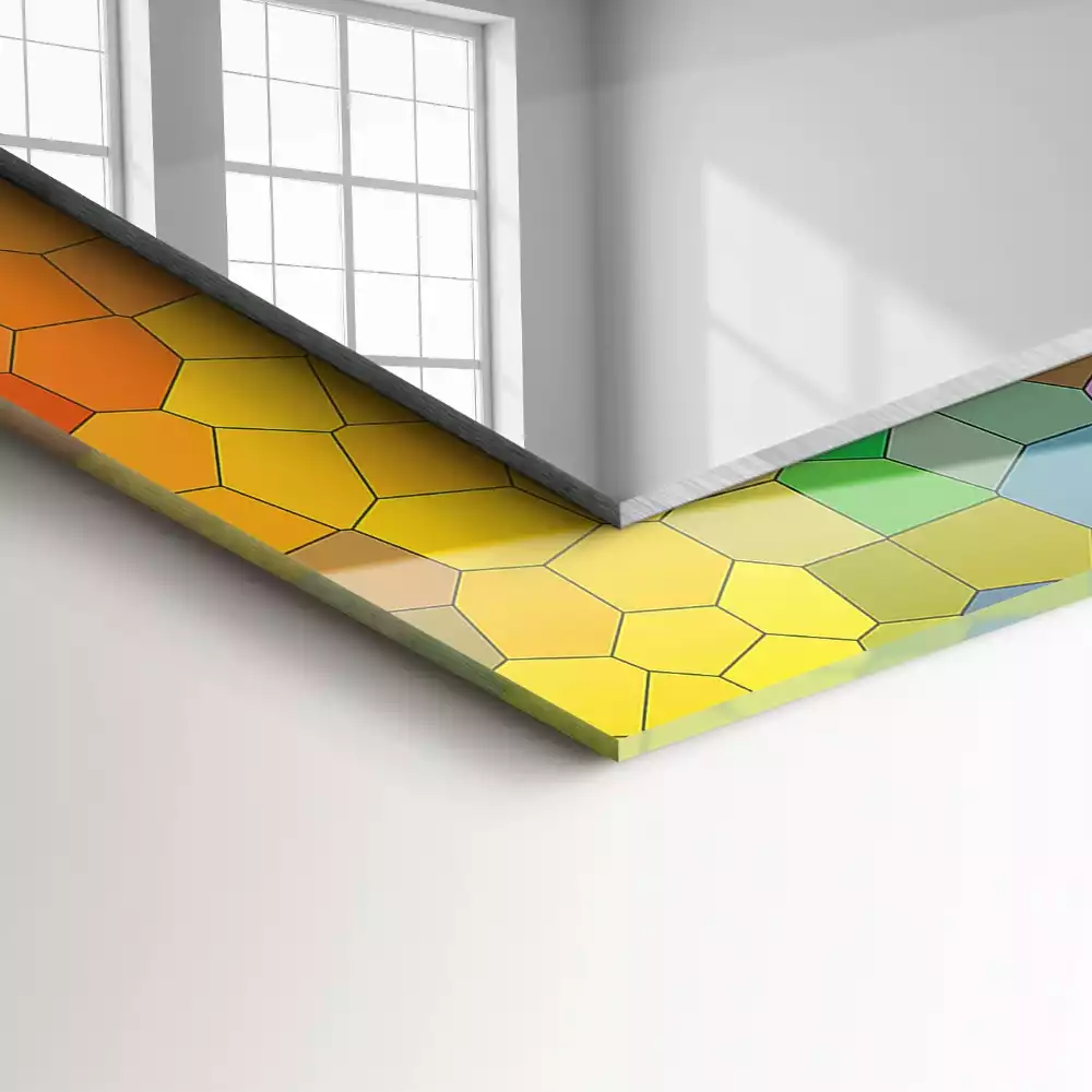 Miroir rectangulaire avec cadre imprimé mosaïque abstraite colorée
