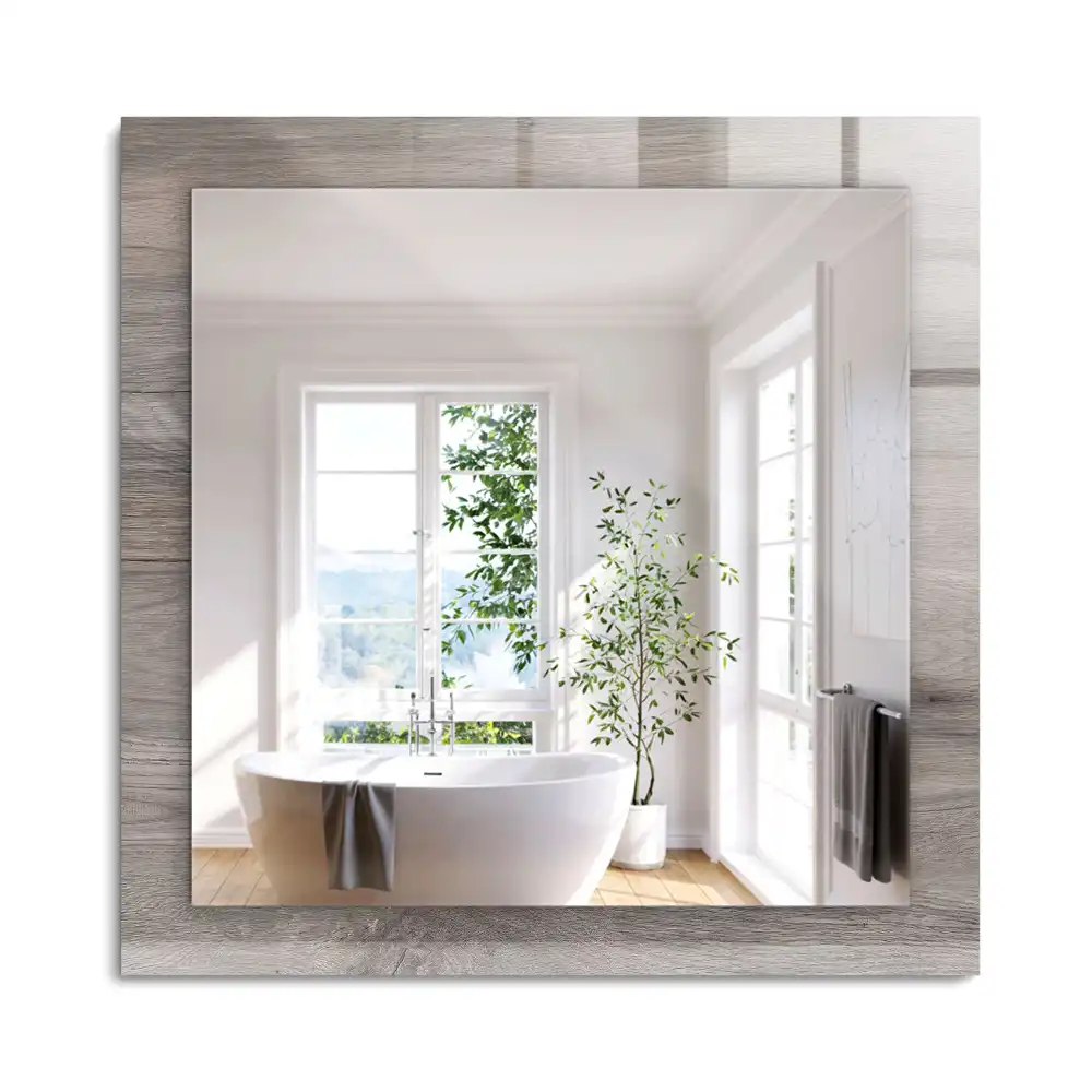 Miroir rectangulaire à cadre imprimé structure de planche en bois