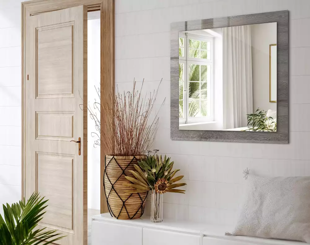 Miroir rectangulaire à cadre imprimé structure de planche en bois