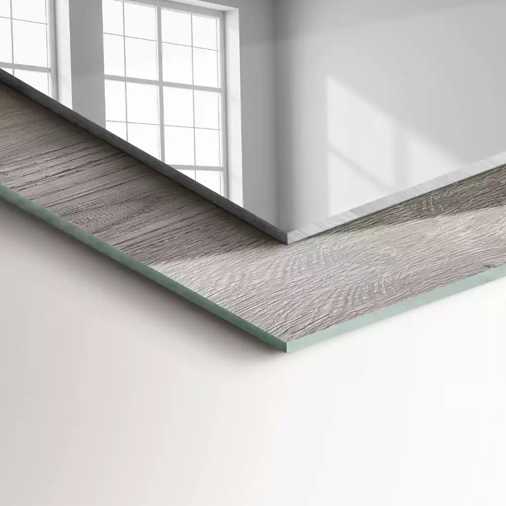 Miroir rectangulaire à cadre imprimé structure de planche en bois