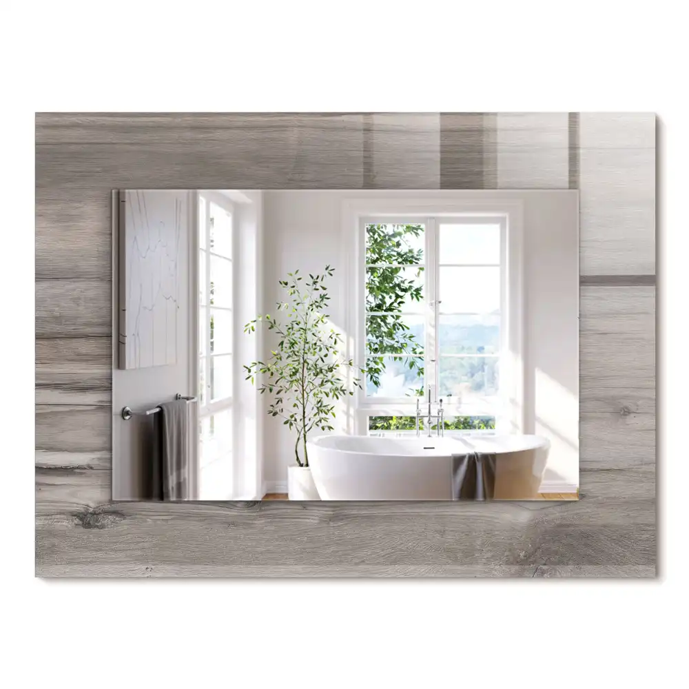 Miroir rectangulaire à cadre imprimé structure de planche en bois