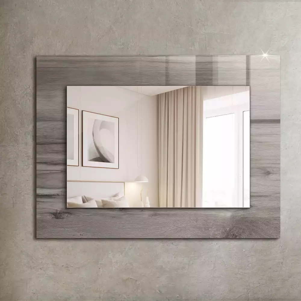 Miroir rectangulaire à cadre imprimé structure de planche en bois