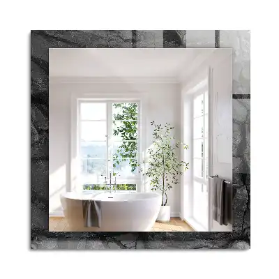 Miroir rectangulaire décoratif fissures dans la roche noire