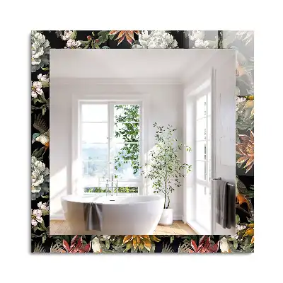 Miroir rectangulaire imprimé fleurs et oiseaux