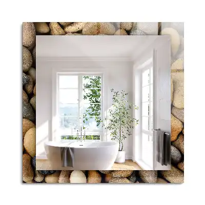 Miroir rectangulaire décoratif imprimé galets lisses colorés