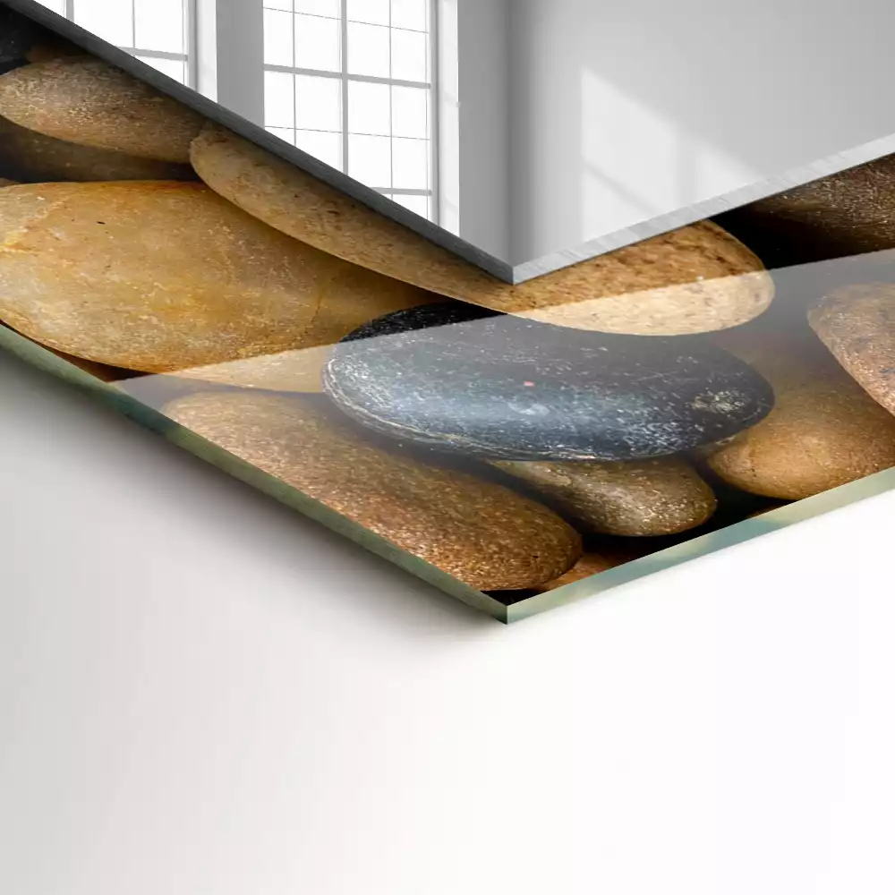 Miroir rectangulaire décoratif imprimé galets lisses colorés