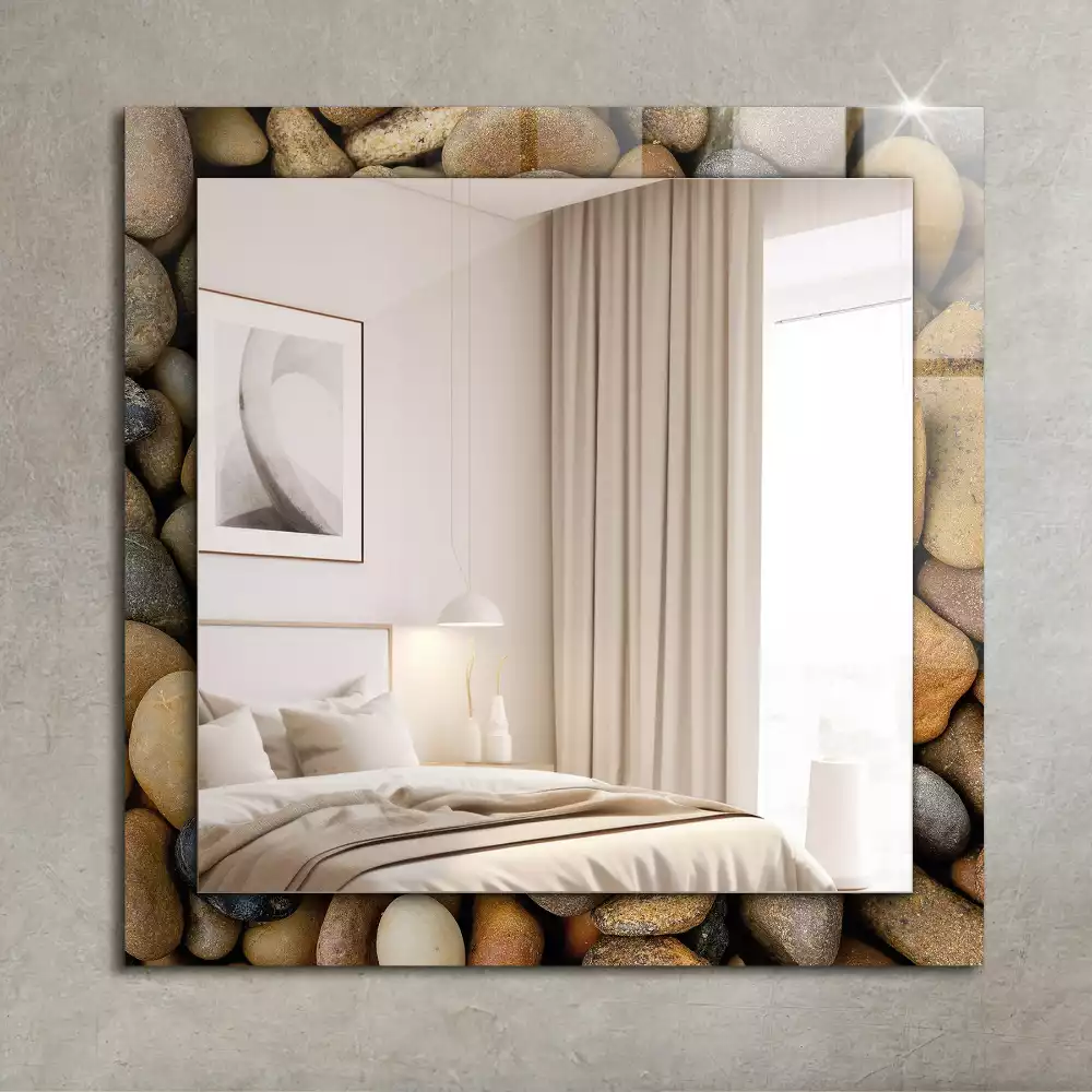 Miroir rectangulaire décoratif imprimé galets lisses colorés