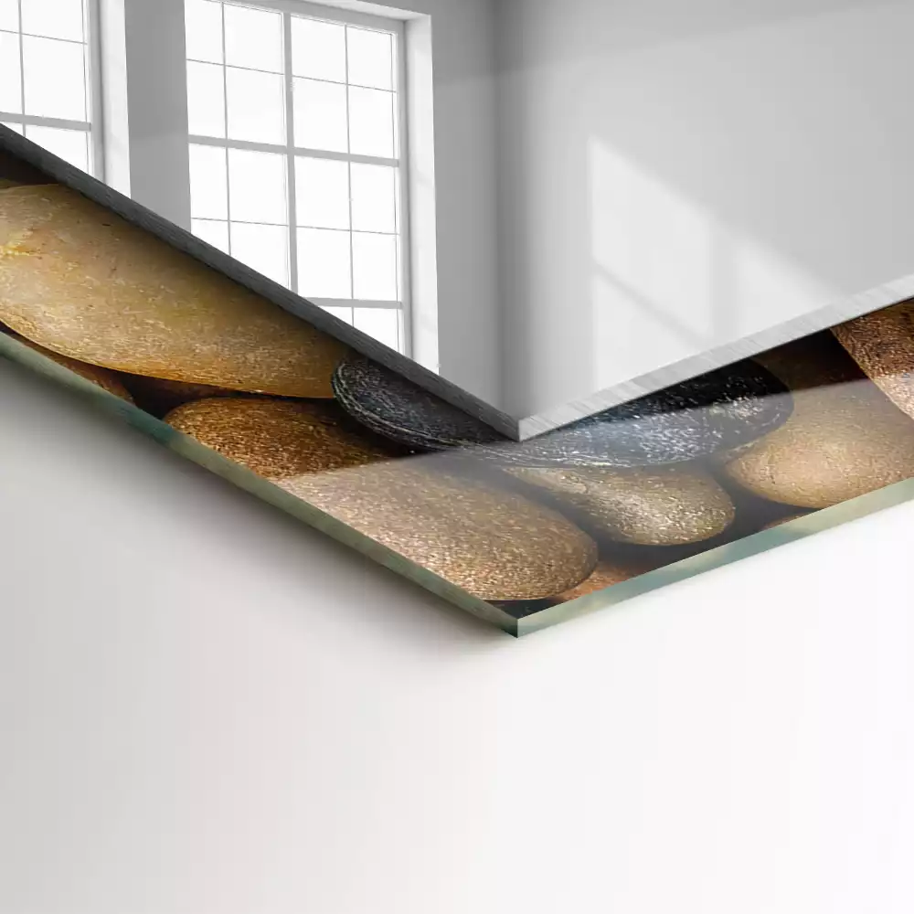 Miroir rectangulaire décoratif imprimé galets lisses colorés