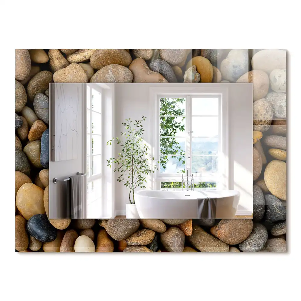 Miroir rectangulaire décoratif imprimé galets lisses colorés