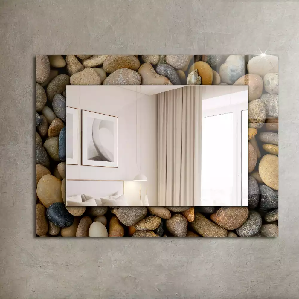Miroir rectangulaire décoratif imprimé galets lisses colorés