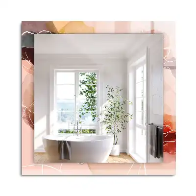 Miroir rectangulaire avec cadre imprimé motifs floraux abstraits
