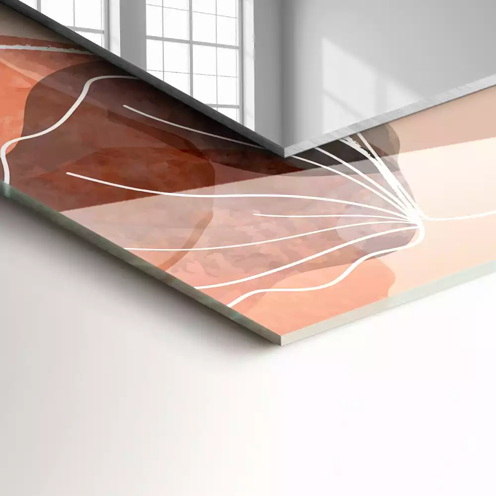 Miroir rectangulaire avec cadre imprimé motifs floraux abstraits