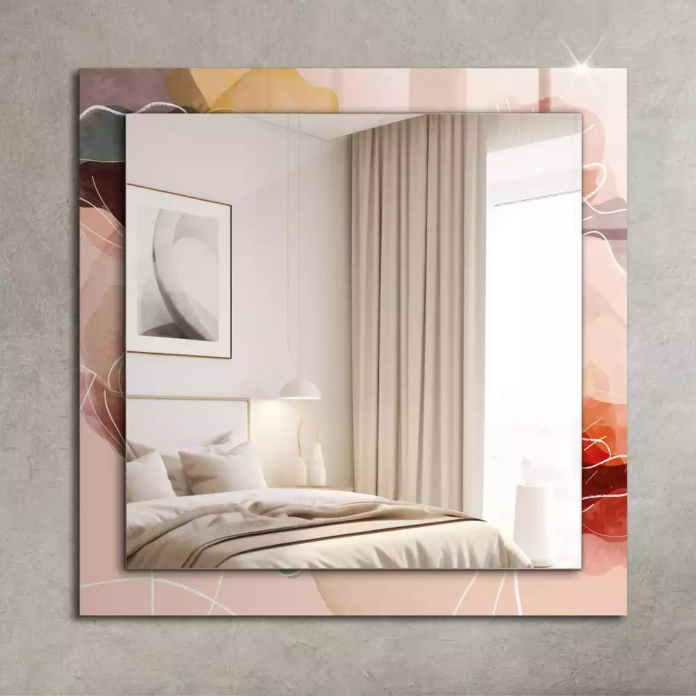 Miroir rectangulaire avec cadre imprimé motifs floraux abstraits