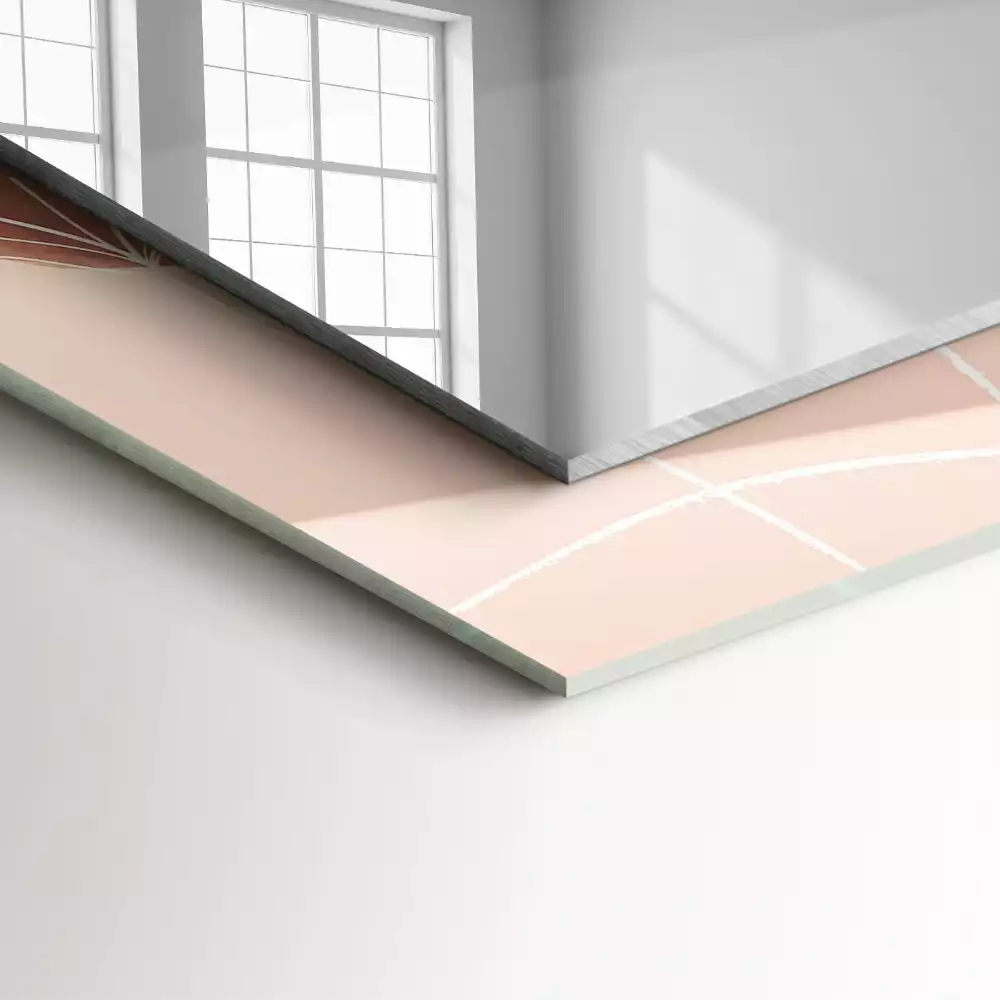 Miroir rectangulaire avec cadre imprimé motifs floraux abstraits
