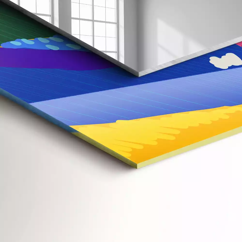 Miroir rectangulaire décoratif motif abstrait coloré