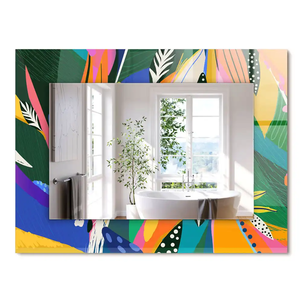 Miroir rectangulaire décoratif motif abstrait coloré
