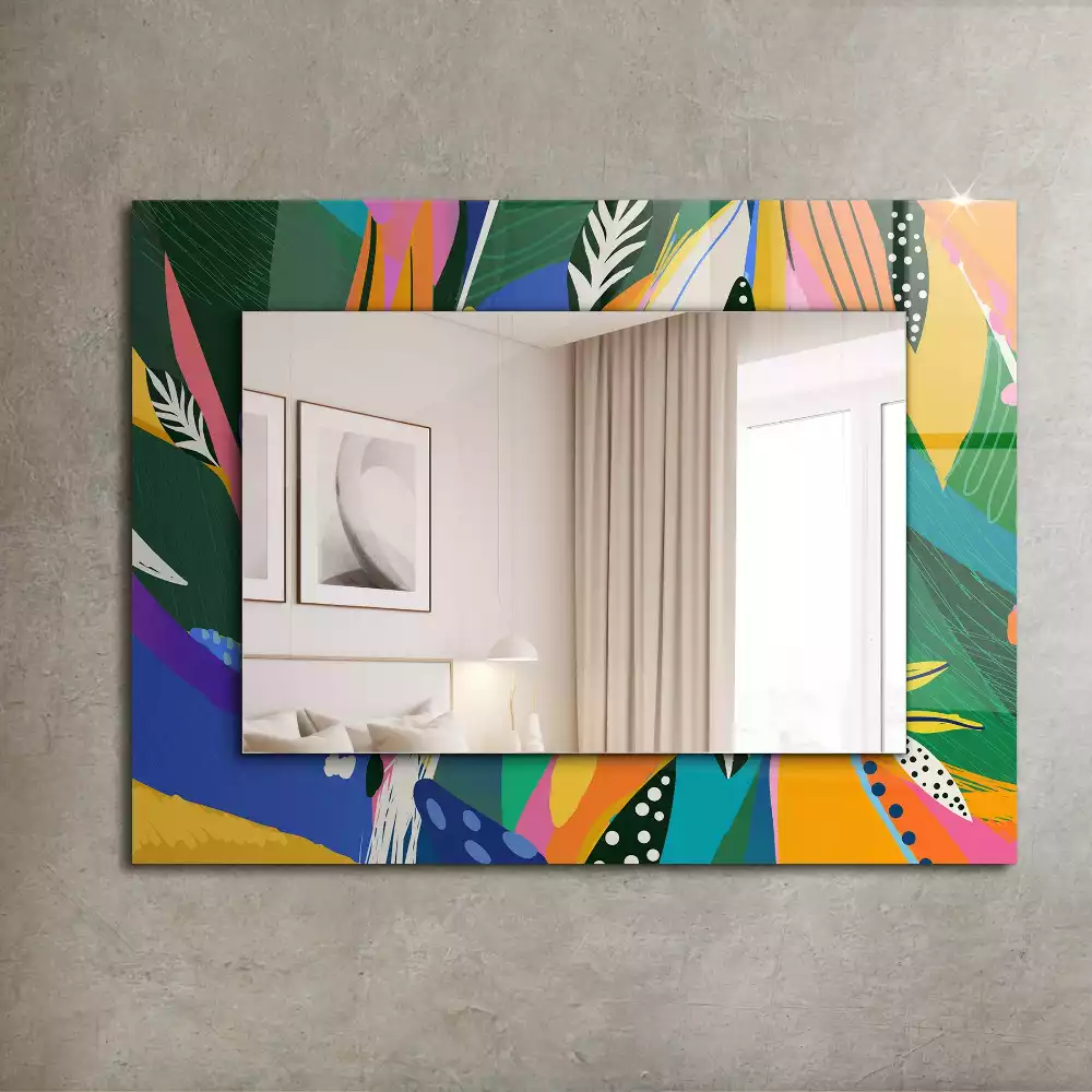Miroir rectangulaire décoratif motif abstrait coloré