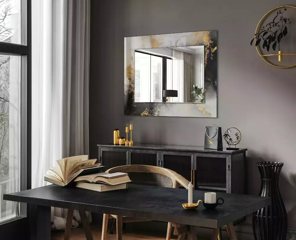 Miroir rectangulaire imprimé art abstrait moderne