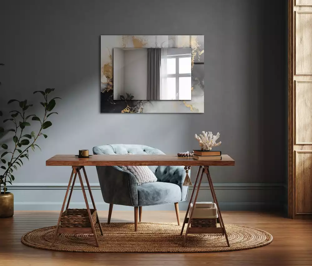 Miroir rectangulaire imprimé art abstrait moderne