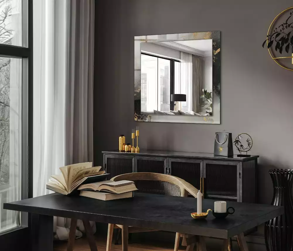 Miroir rectangulaire imprimé art abstrait moderne