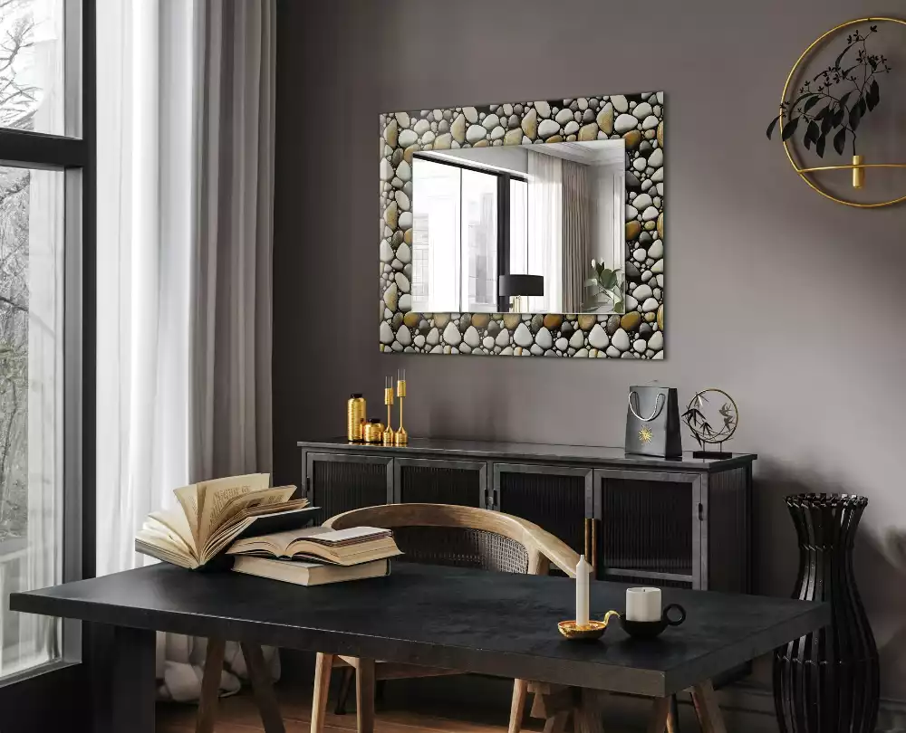 Miroir rectangulaire décoratif imprimé structure de motif rocheux