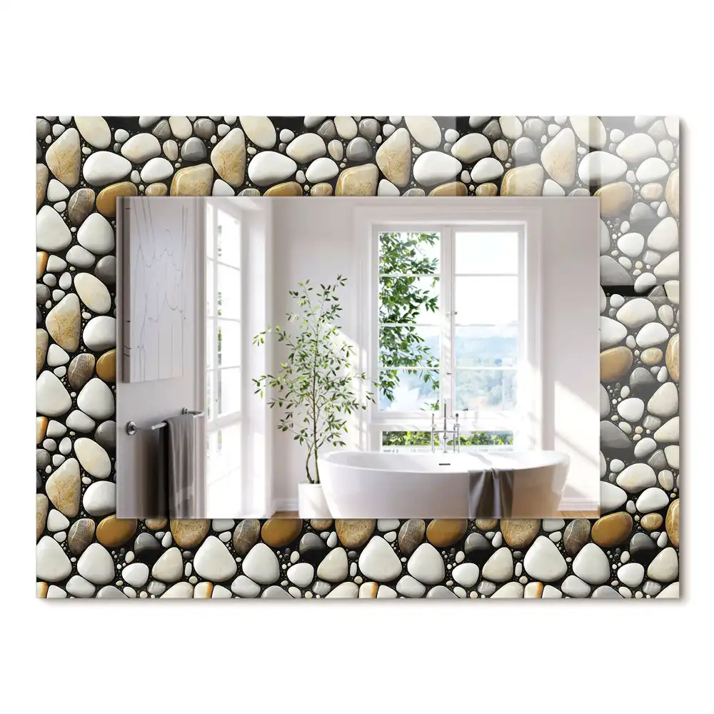 Miroir rectangulaire décoratif imprimé structure de motif rocheux