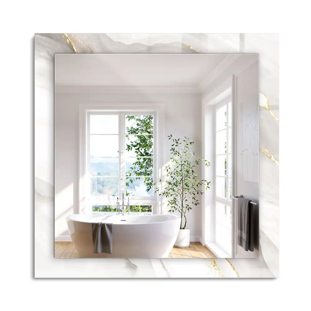 Miroir rectangulaire avec cadre imprimé marbre gris