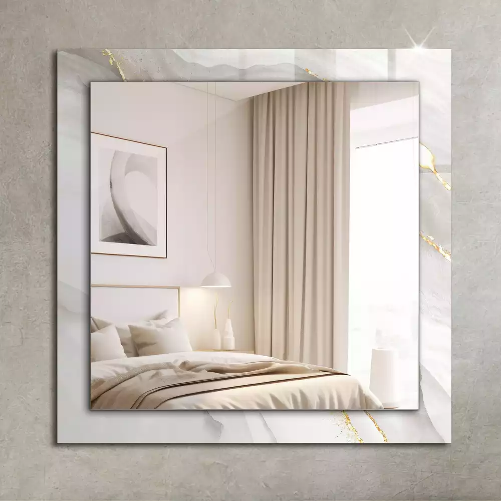 Miroir rectangulaire avec cadre imprimé marbre gris
