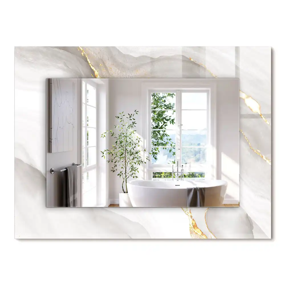 Miroir rectangulaire avec cadre imprimé marbre gris