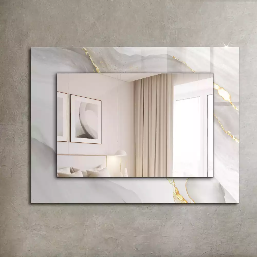 Miroir rectangulaire avec cadre imprimé marbre gris