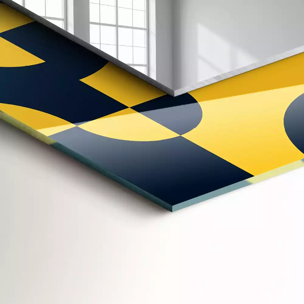 Miroir rectangulaire à cadre imprimé motif géométrique abstrait