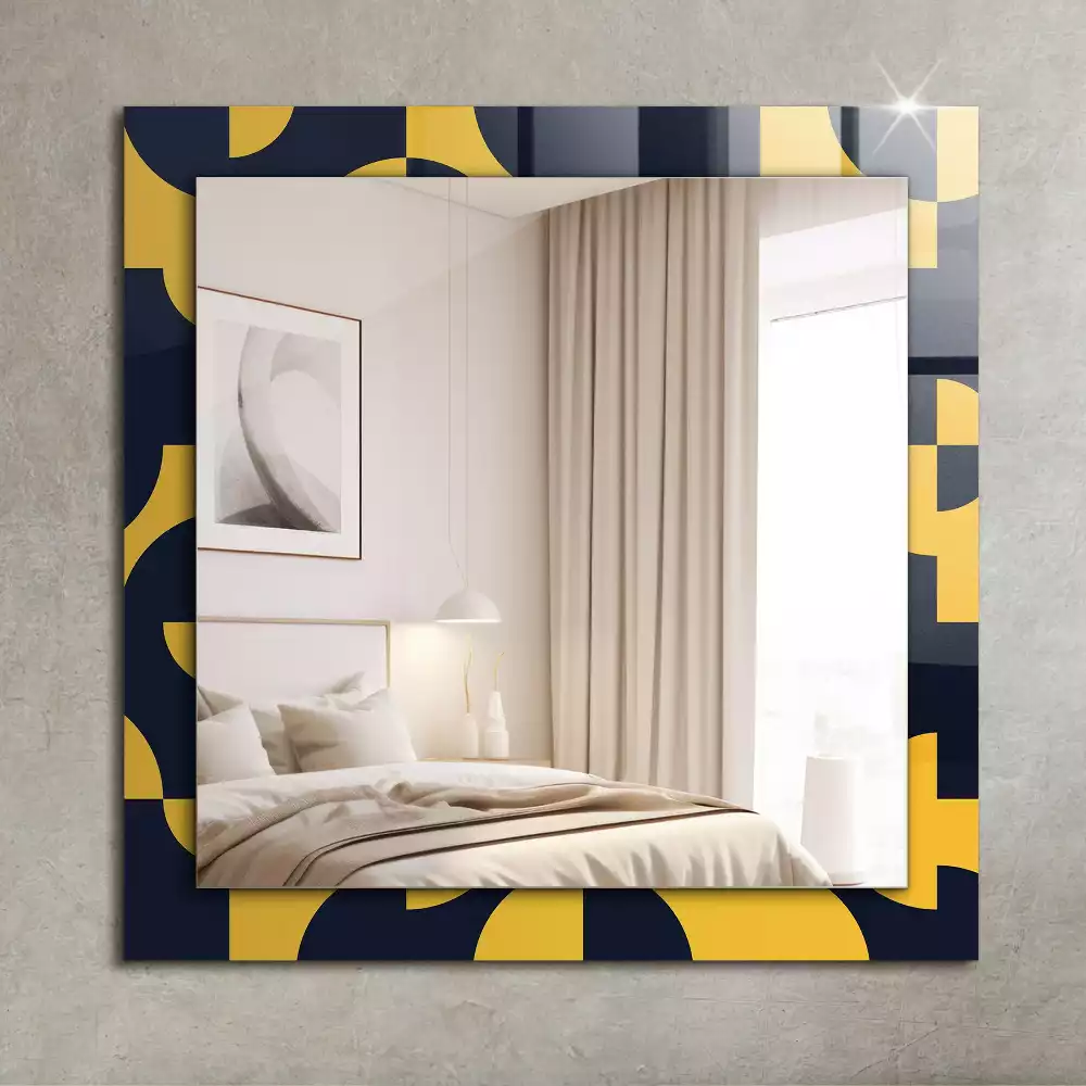 Miroir rectangulaire à cadre imprimé motif géométrique abstrait