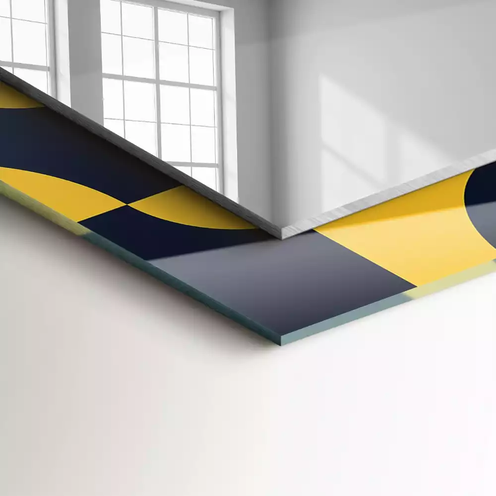 Miroir rectangulaire à cadre imprimé motif géométrique abstrait