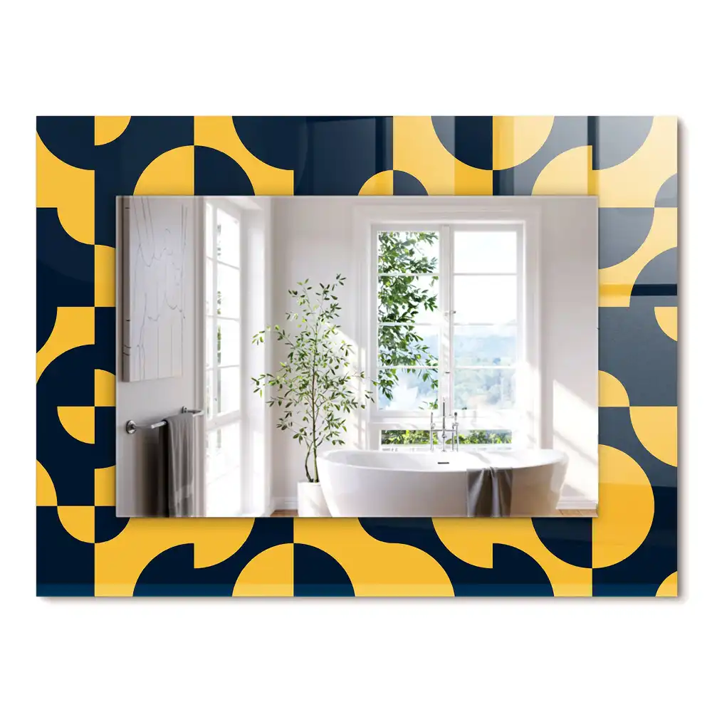 Miroir rectangulaire à cadre imprimé motif géométrique abstrait