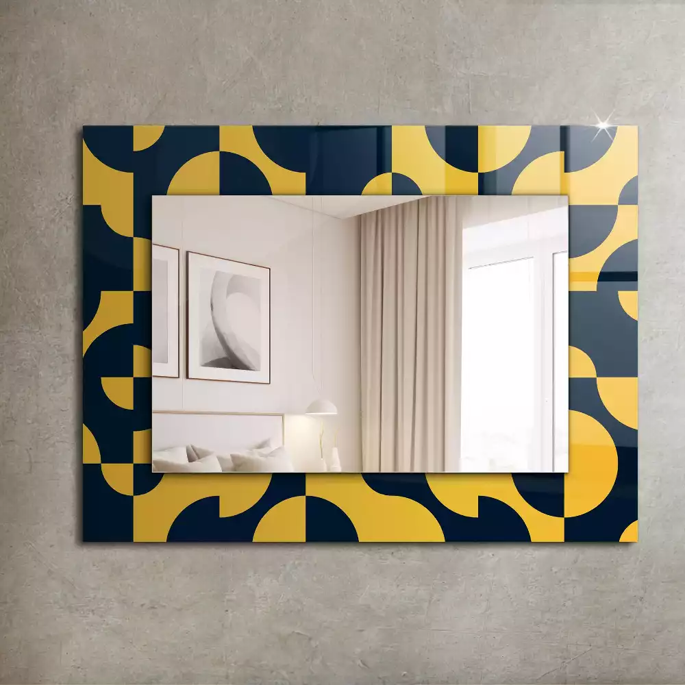 Miroir rectangulaire à cadre imprimé motif géométrique abstrait