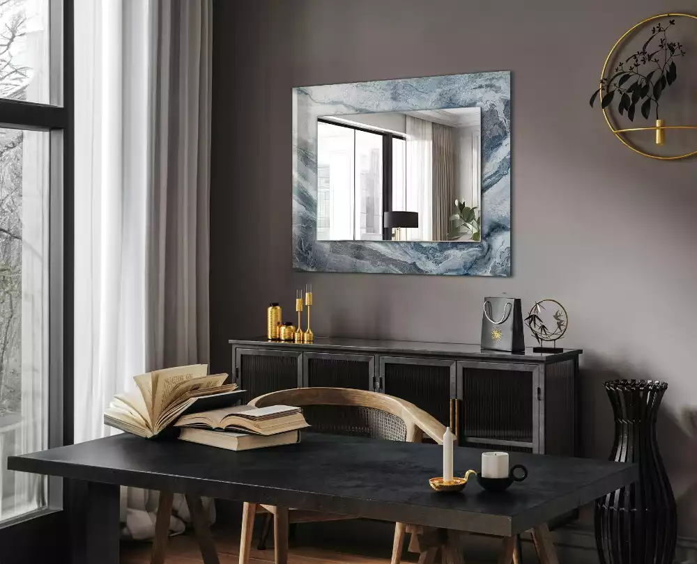 Miroir rectangulaire décoratif marbre multicolore
