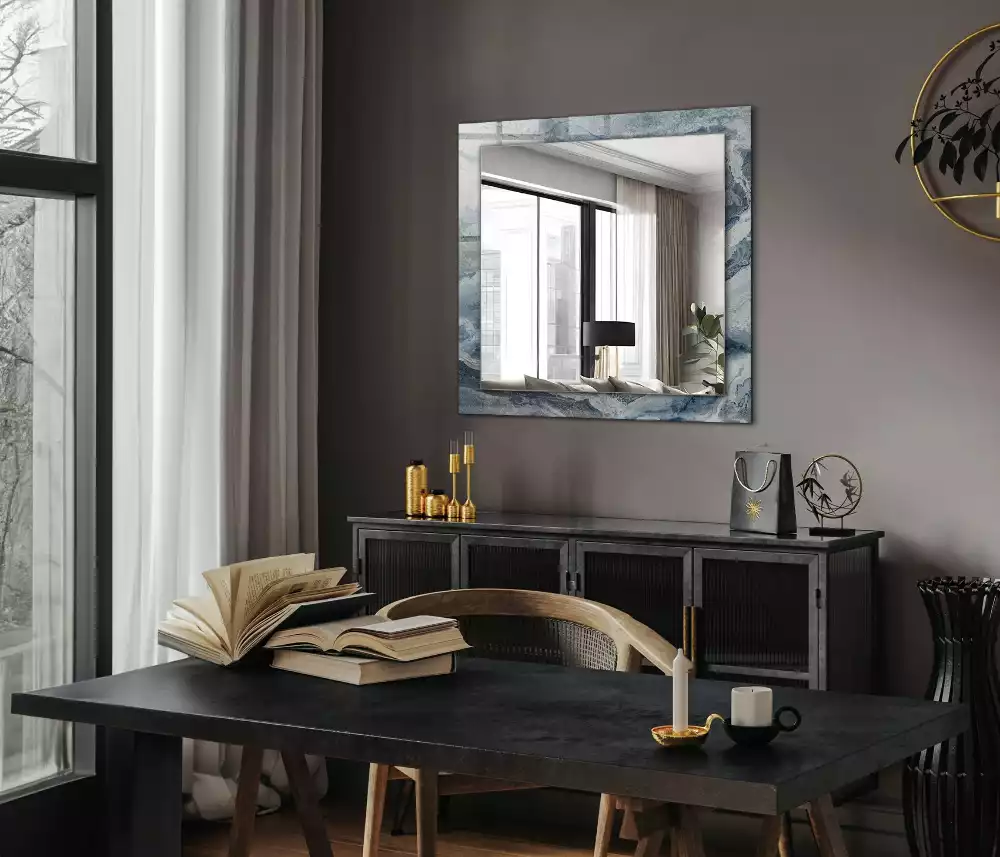 Miroir rectangulaire décoratif marbre multicolore
