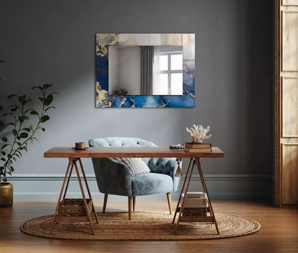 Miroir rectangulaire imprimé beaux-arts abstraits
