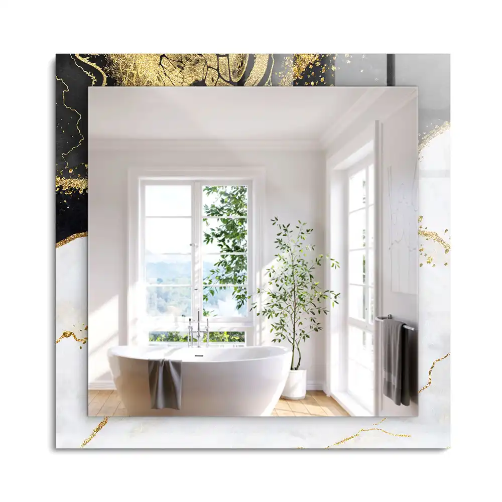 Miroir rectangulaire décoratif imprimé art abstrait doré