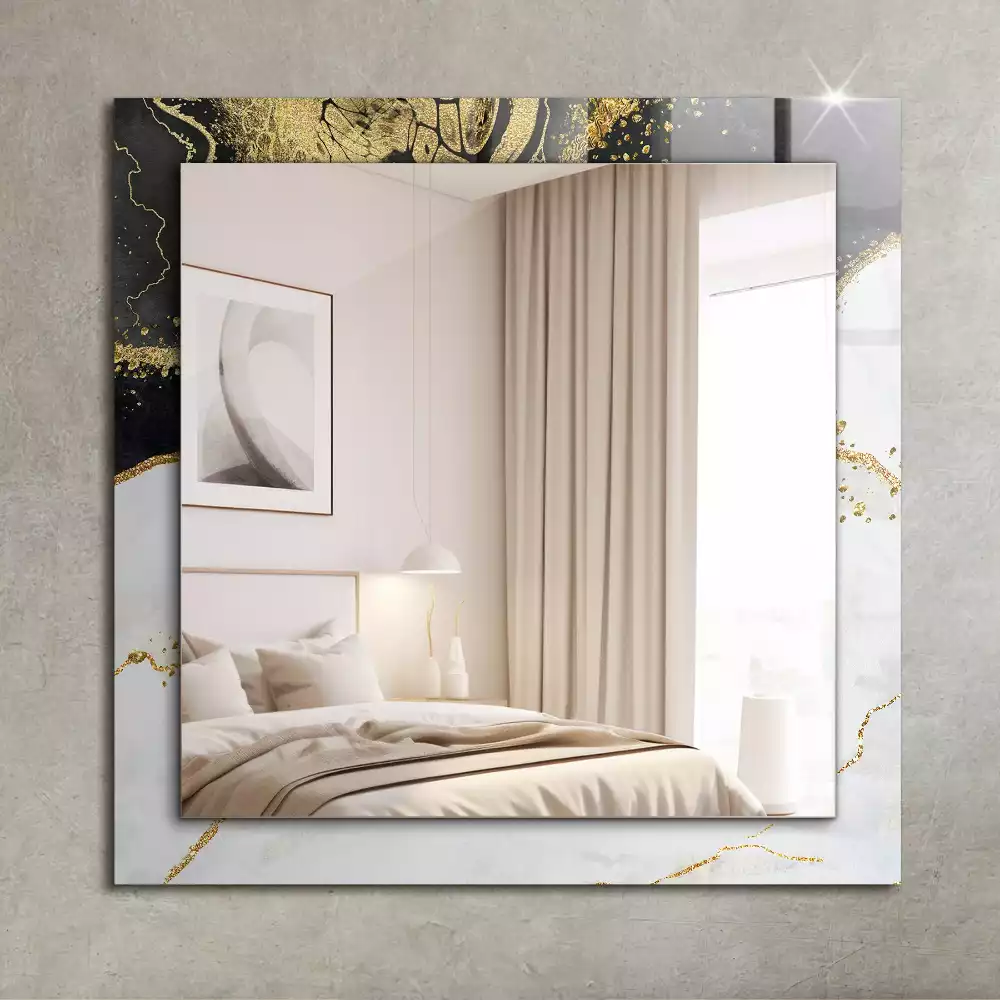Miroir rectangulaire décoratif imprimé art abstrait doré