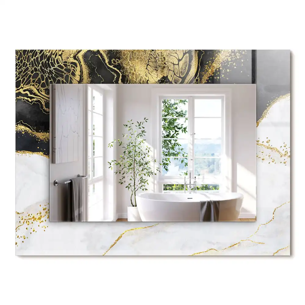 Miroir rectangulaire décoratif imprimé art abstrait doré