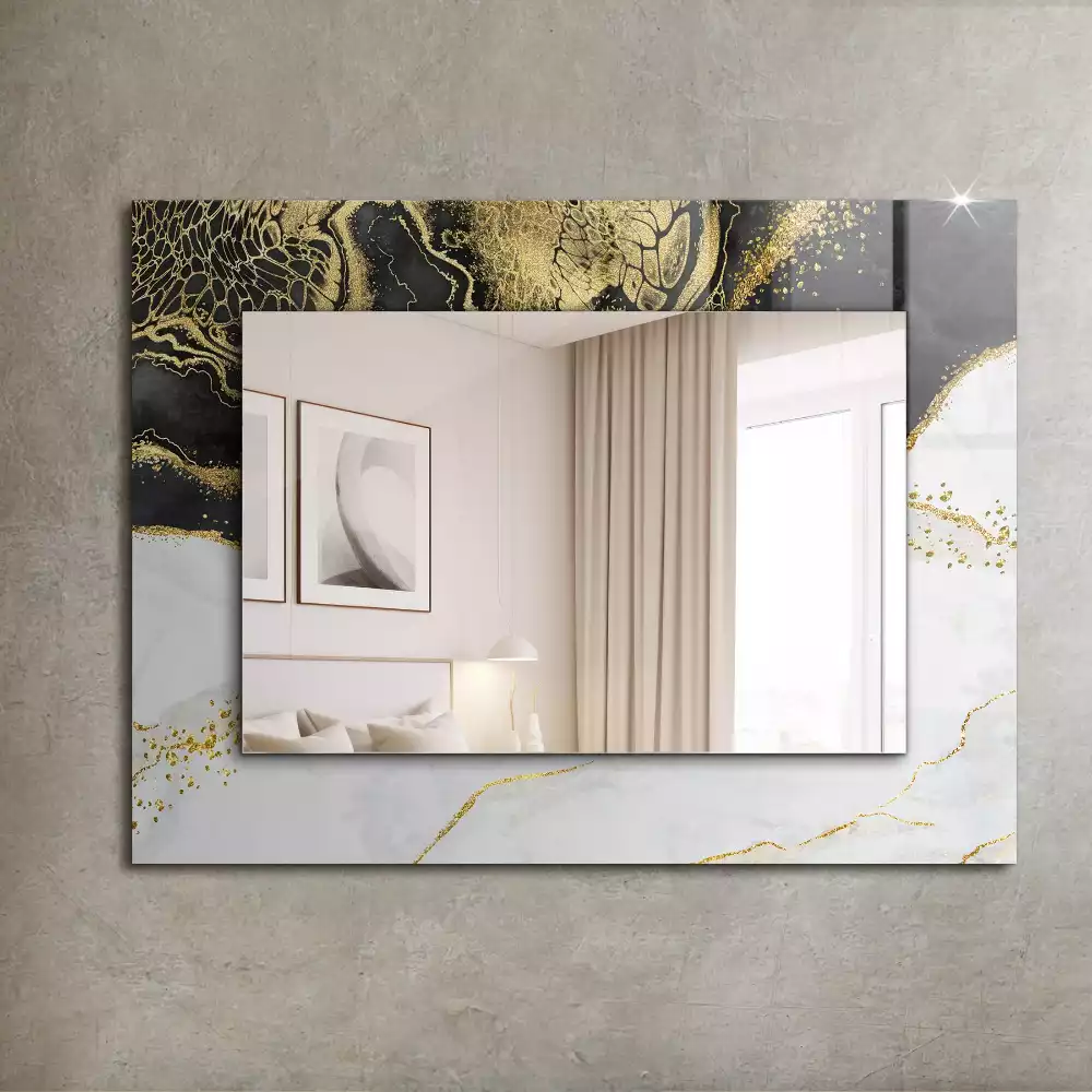 Miroir rectangulaire décoratif imprimé art abstrait doré
