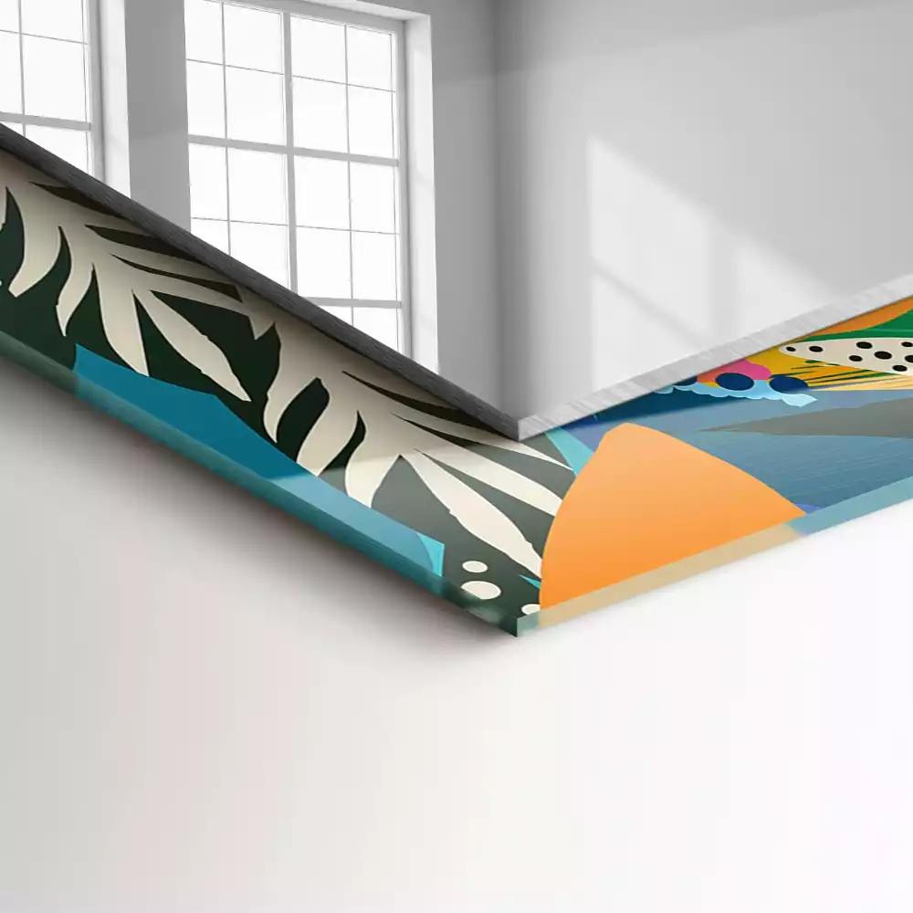 Miroir rectangulaire avec cadre imprimé fleurs abstraites colorées