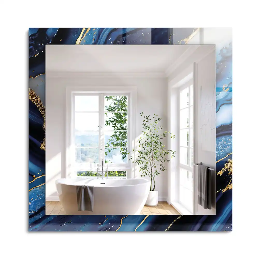 Miroir rectangulaire à cadre imprimé art abstrait marbré